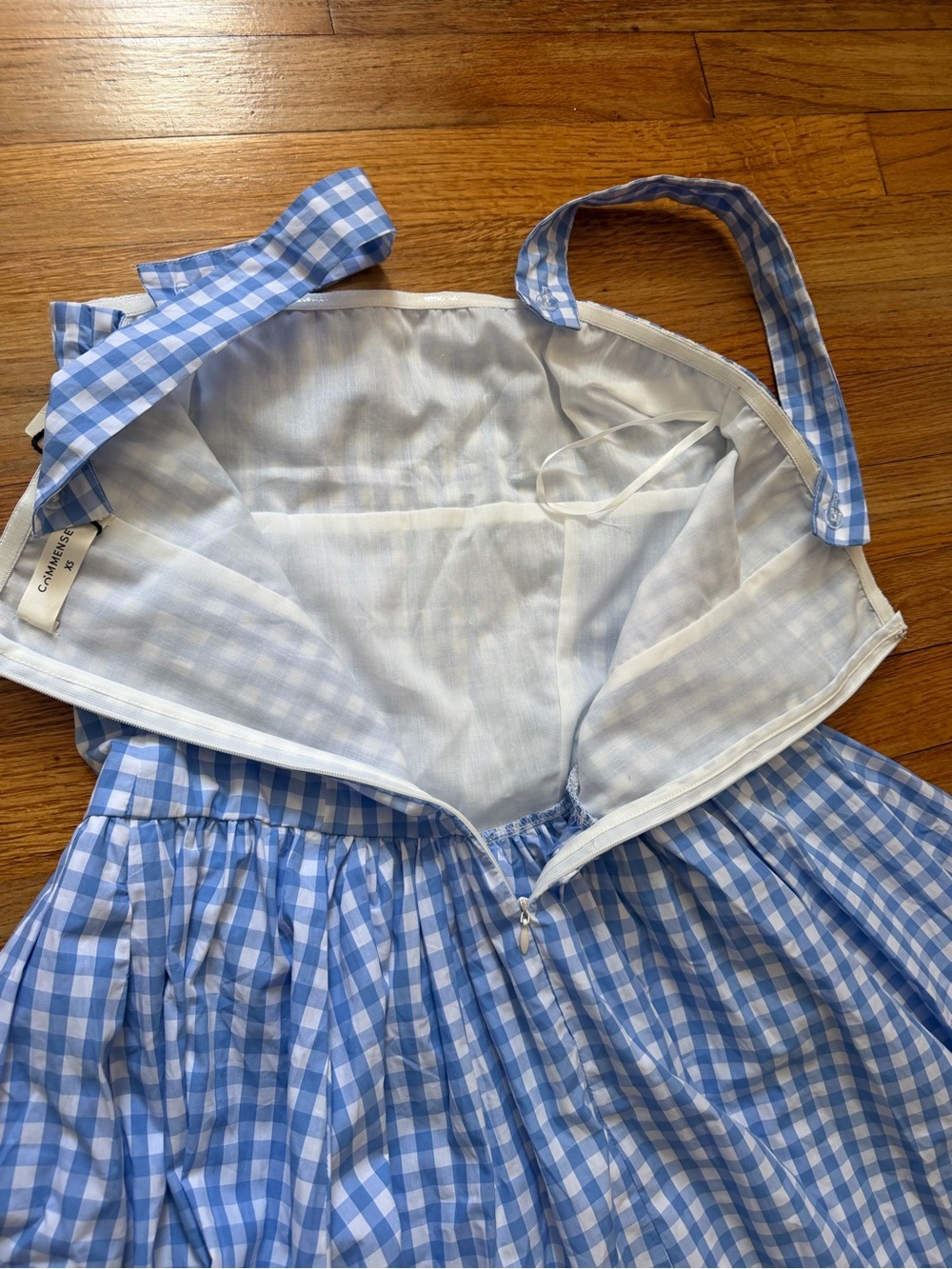 Commense Blue Gingham Midi Dress with Square Neck & Wide Straps - Picture 10 of 13